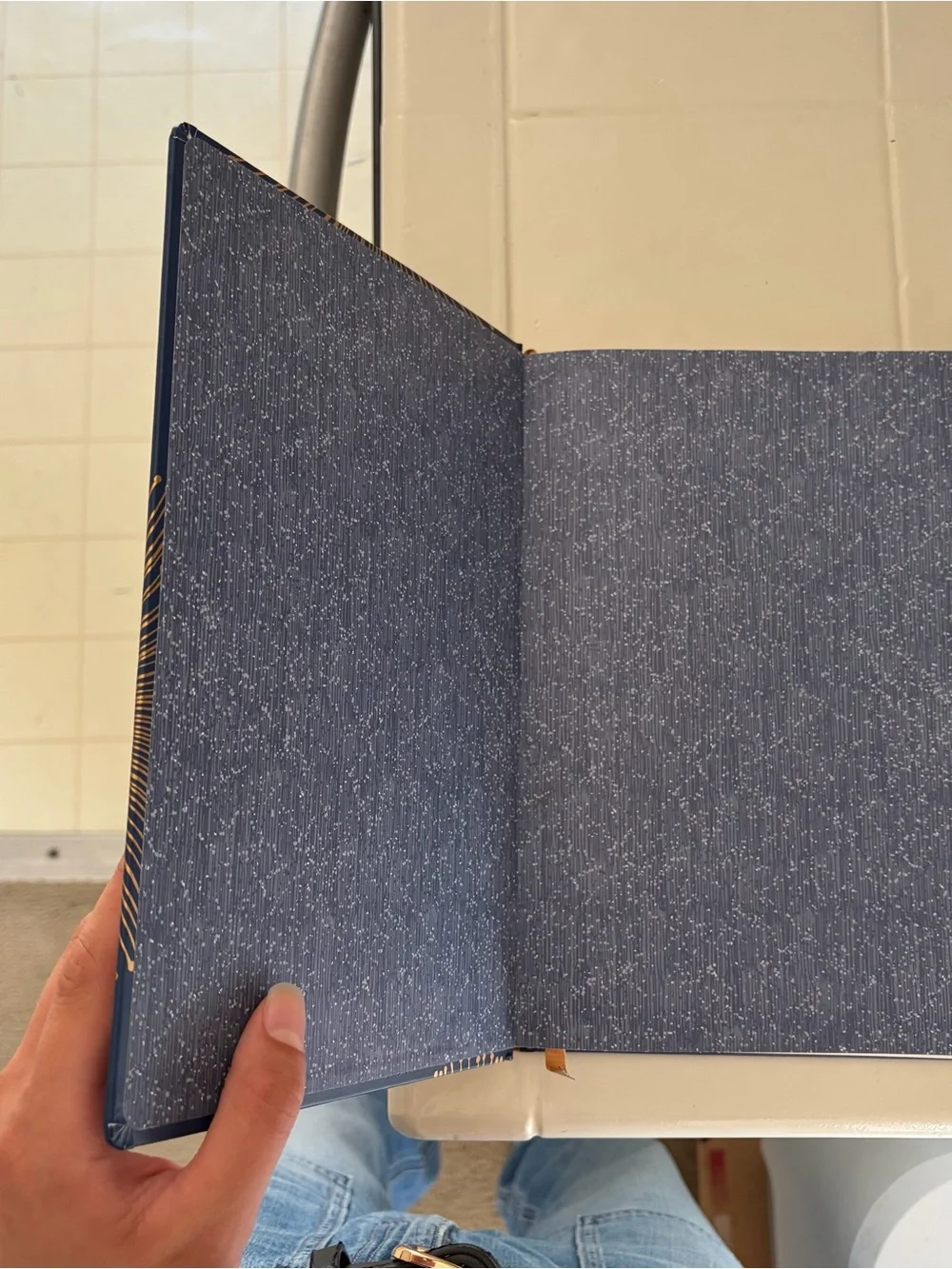 Navy Blue Notebook with Gold Burst Design